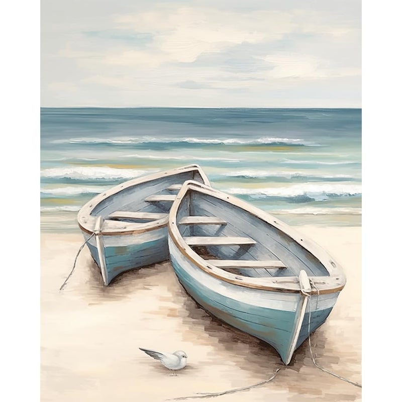 Natuyalo Paint by Numbers for Adults Beginner, Boat on The Beach Acrylic Easy Paint by Numbers Kits Craft Kits for Adults Suitable for Home Wall Decoration Flameless 16x20 Inch - Image 1