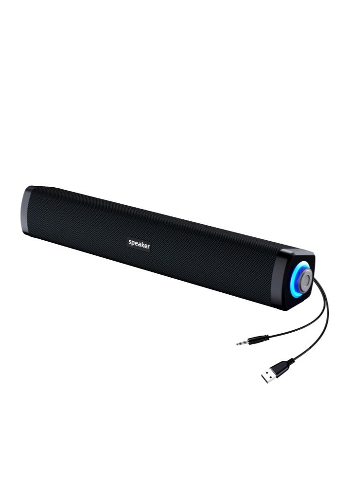 Lullaxx Wired Computer Speaker Desktop Speakers,With Usb Cable And 3.5Mm Audio Cable, 360-Degree Stereo Sound, Dual Speakers, Deep Bass Diaphragm Sound Effect, Suitable For Pcs And Laptops (Black)