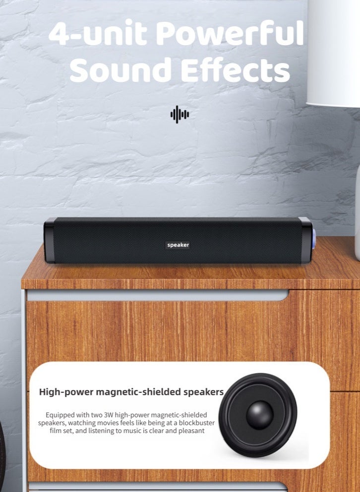 Lullaxx Wired Computer Speaker Desktop Speakers,With Usb Cable And 3.5Mm Audio Cable, 360-Degree Stereo Sound, Dual Speakers, Deep Bass Diaphragm Sound Effect, Suitable For Pcs And Laptops (Black) - Image 4