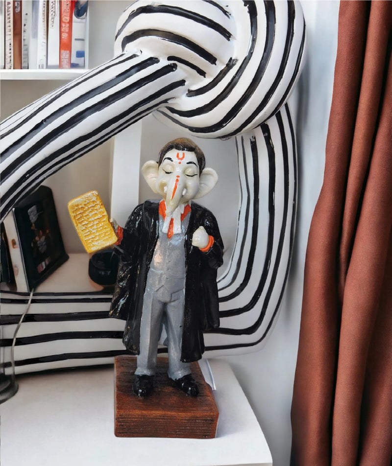Karigaari India Lord Ganesha as Lawyer Resin Figurine | Vighnaharta Advocate Ganesha Idol | Handcrafted Law Theme Showpiece for Home & Office Decor, Gifts, and Legal Enthusiasts - Image 3