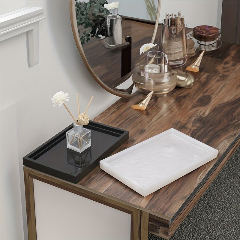 Sand And Gravel Marble Effect Resin Tray for Home Decor and Jewelry Storage - Image 1