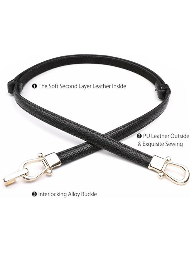 Quantum 3 PCS Leather Skinny Waist Belt, Elastic Skinny Belt for Ladies with Gold Buckle, Retro Solid Color Lock Belts for Ladies Girl Dresses Jeans Pants - Image 4
