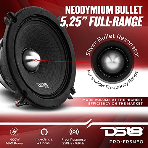 DS18 PROFR5NEO Loudspeaker 525 FullRange Silver Aluminum Bullet 400W Max 200W RMS 4 Ohms Neodymium Magnet The Most Elegant Neodymium Full Range Loudspeakers Available - Image 3
