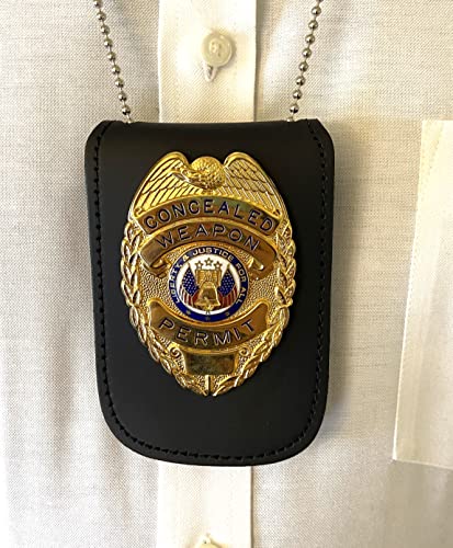 Perfect Fit Shield Wallets Black Leather Badge Holder & ID Wallet with 30" Necklace Chain and Belt Loop, Law Enforcement & Security Badge, Fits Shield, Star, Round, & Oval Badges for Professionals - Image 3