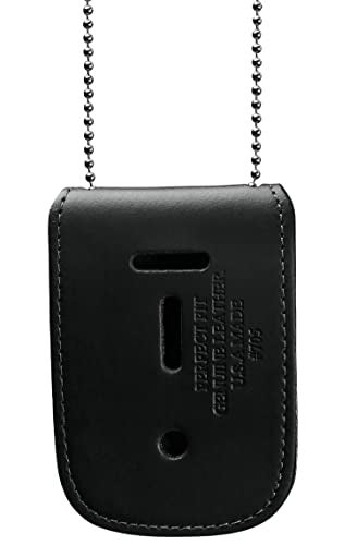 Perfect Fit Shield Wallets Black Leather Badge Holder & ID Wallet with 30" Necklace Chain and Belt Loop, Law Enforcement & Security Badge, Fits Shield, Star, Round, & Oval Badges for Professionals - Image 1