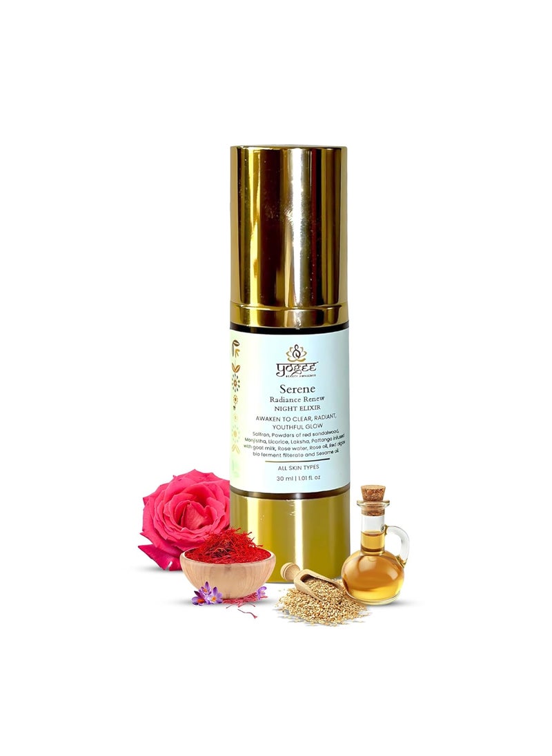 YOGEE - YOGEE Natural Night Skin Elixir  Night Cream for Wrinkles Reduced Line Dark Spots  Goat Milk Saffron Sesame Oil  30ml - Image 1
