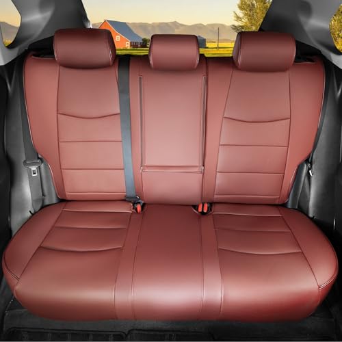 HKZ RAV4 Hybrid Car Seat Cover Set for 2019 2020 2021 2022 2023 2024 RAV4 Hybrid(Not for XSE&2022-2024 SE Hybrid) - Leather(Burgundy) - Image 4