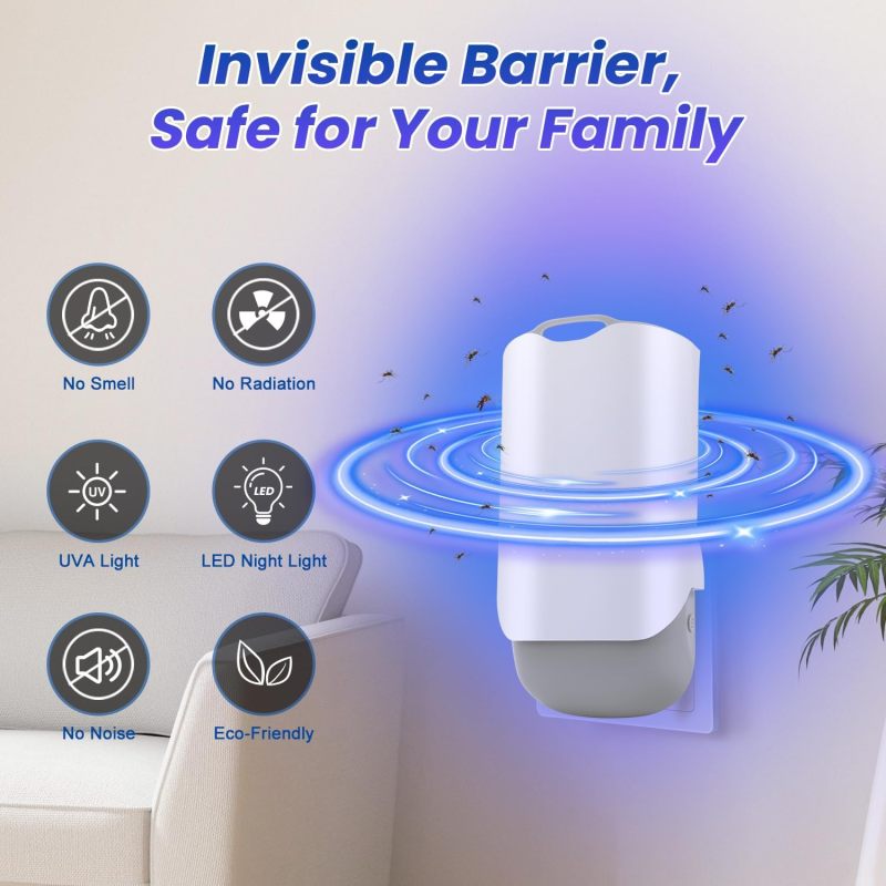 Fly Trap: 10 X 5 X 18.5 Cm White UV Light Tech - High-viscosity Adhesive Cards Mosquito Zapper for Family Indoor Spaces - Image 2