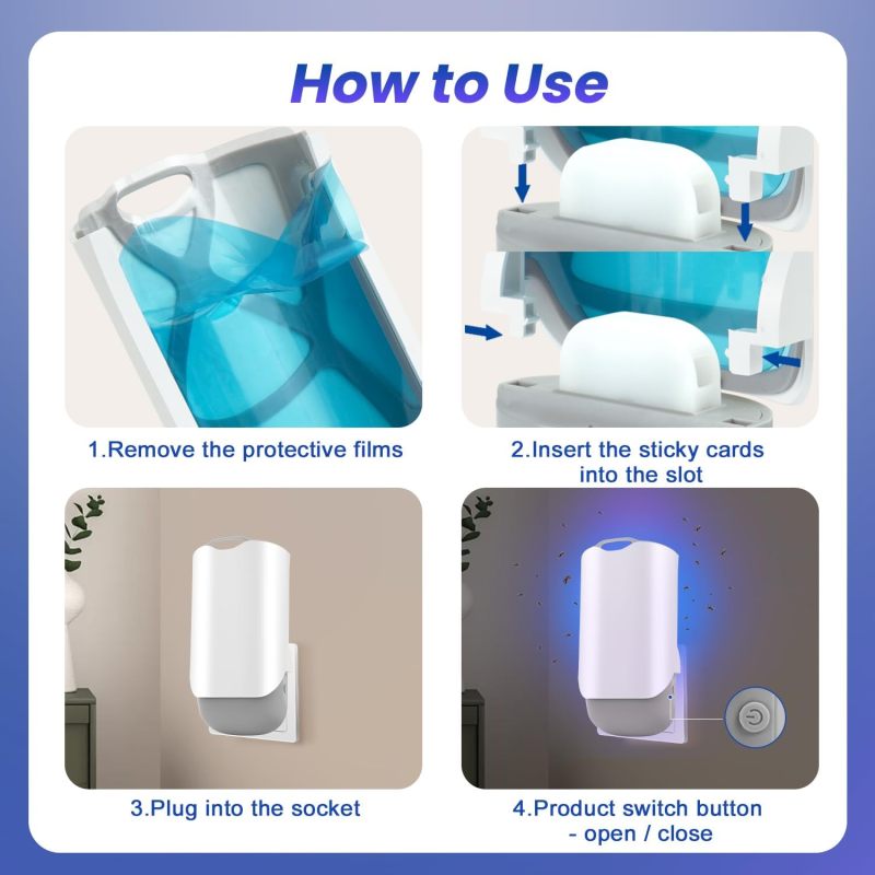 Fly Trap: 10 X 5 X 18.5 Cm White UV Light Tech - High-viscosity Adhesive Cards Mosquito Zapper for Family Indoor Spaces - Image 5