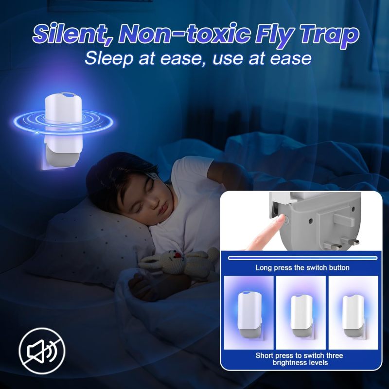 Fly Trap: 10 X 5 X 18.5 Cm White UV Light Tech - High-viscosity Adhesive Cards Mosquito Zapper for Family Indoor Spaces - Image 4