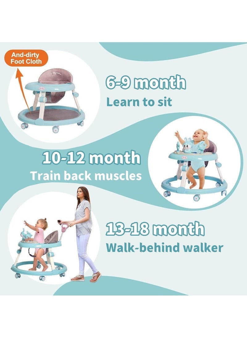 ميكسد مشاية أطفال بعجلات ، مشاية أطفال قابلة للطي بارتفاع قابل للتعديل مع مقبض دفع ومسند قدم قابل للإزالة ، مركز نشاط الأطفال مع ألعاب موسيقية صينية كرسي طعام للفتيان والبنات من 6 إلى 18 شهرا - Image 3