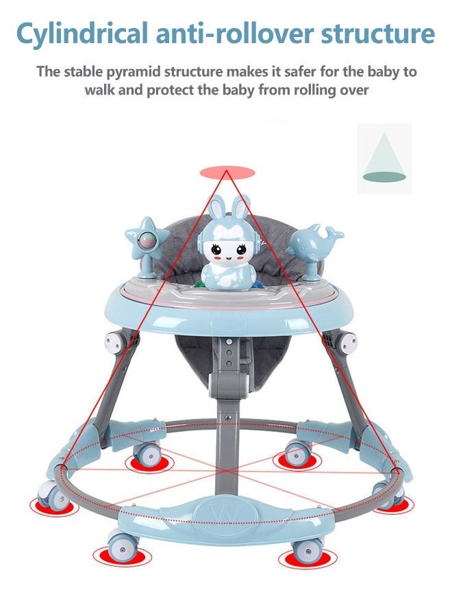 ميكسد مشاية أطفال بعجلات ، مشاية أطفال قابلة للطي بارتفاع قابل للتعديل مع مقبض دفع ومسند قدم قابل للإزالة ، مركز نشاط الأطفال مع ألعاب موسيقية صينية كرسي طعام للفتيان والبنات من 6 إلى 18 شهرا - Image 2