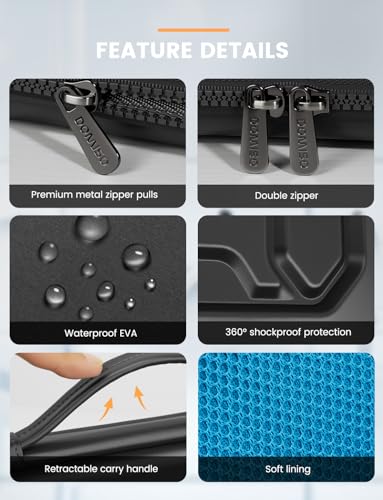 DOMISO 14 inch Laptop Sleeve with Handle Shockproof Computer Bag Waterproof EVA Protective Carrying Case for 14" ThinkPad E480/Yoga 920/13.5" Microsoft Surface Book/HP Pavilion 14 Stream 14, Black - Image 5