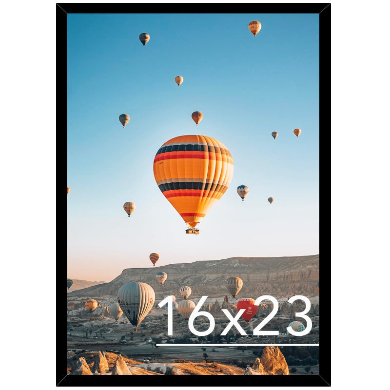 JCJMY 16x23 Picture Frame Black for Poster and Photo Horizontal and Vertical Formats for Wall Hanging Wall Gallery Frame for 16 by 23 Photos