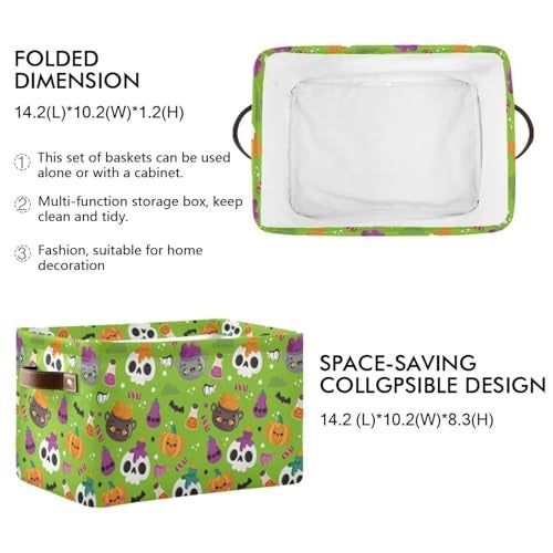 XUWU Storage Basket Bin Halloween Horror Pumpkin Organizer Basket Collapsible Shelf Basket Cube with handle for Nursery Bedroom Bathroom - Image 3
