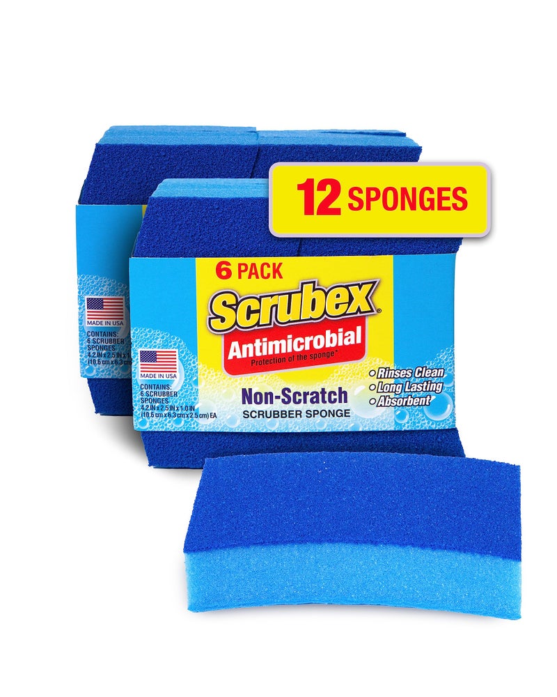 Scrubex NonScratch Odor Resistant Scrub Sponge MultiPurpose Sponge for Kitchen and Household Safe for NonStick Cookware 12 sponges