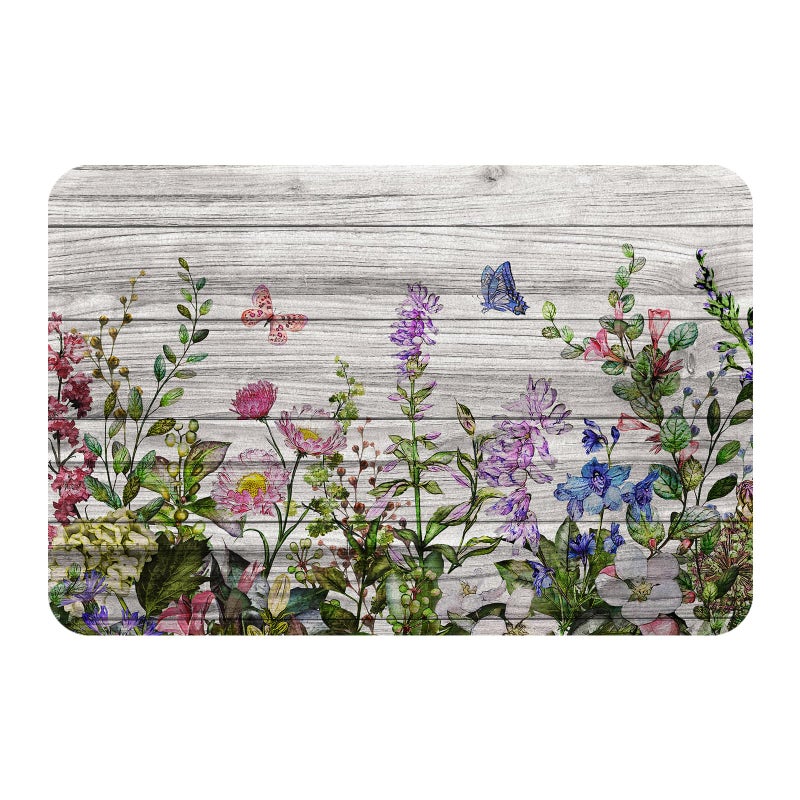 Careyoungs Floral Bath Mat Spring Flower Bath Rugs Floor Mat Microfiber Memory Foam Bathroom Decor Mat with Non Slip Backing for Kitchen Bedroom 295L x 177W Inches 75Lx45Wcm Green