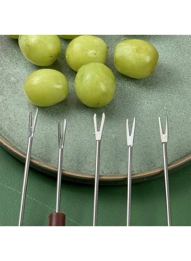 Creative Plastic Round Head Fruit Fork Multi-use Western Tableware Two-tooth Salad Dessert Cake Snacks Stainless Steel Fork-Specifications:Round Short Handle 304 Material - Image 3