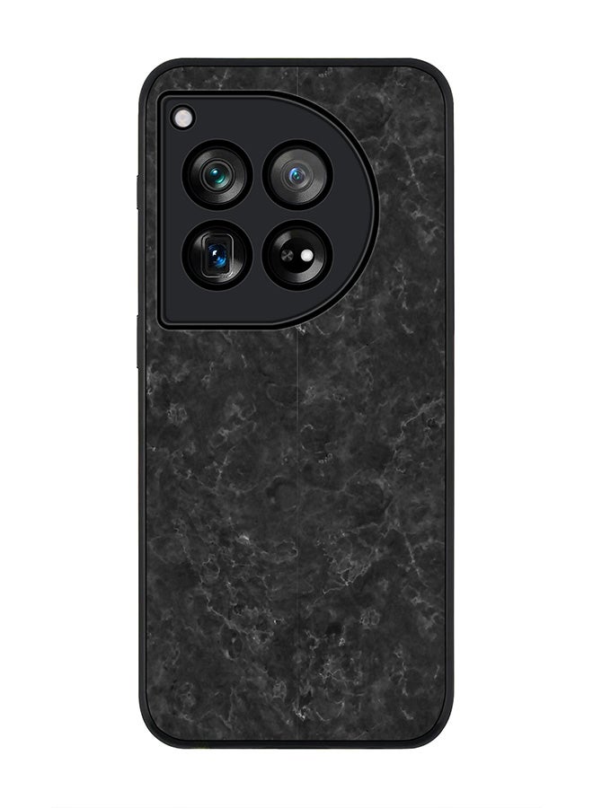 Stylizedd Rugged Black Edge Case for OnePlus 12, Slim fit Soft Case Flexible Rubber Edges Anti Drop TPU Gel Thin Cover -  Marble Texture Black - Image 1