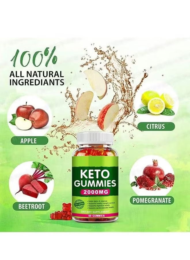 KETO - Apple cider vinegar and keto gummies 60 Gummies 2000mg, Loss Promotesweight, Regulate Physical Function and Health, Enhance Memory, Probiotic Gummies - Image 1