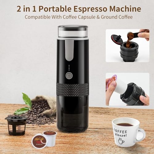 TARSHYRY Portable Espresso Machine,Portable Coffee Maker,Espresso Maker Compatible Ground Coffee, Hand Coffee Make for Capsules for Camping, Travel, RV, Hiking,Office - Image 2