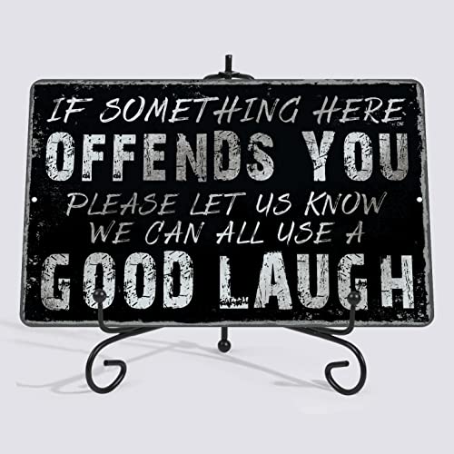 Yniaun Decor Vintage Garage Decor Funny Sarcasm Metal Tin Signs Home Bar Man Cave Wall Decor Gifts 12 X 8 Inches If Something Here Offends You Please Let Us Know We Can All Use a Good Laugh - Image 2
