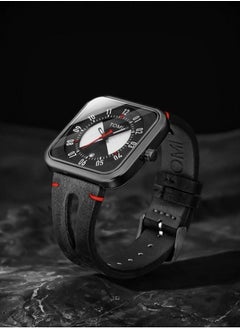 TOMI Tomi Black Leather Band Analog Watch For Unisex, Includes Daily Date Display,  - Image 2