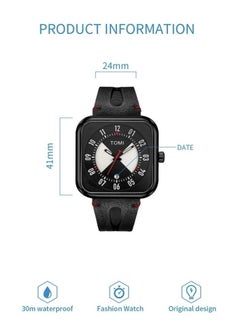 TOMI Tomi Black Leather Band Analog Watch For Unisex, Includes Daily Date Display,  - Image 4