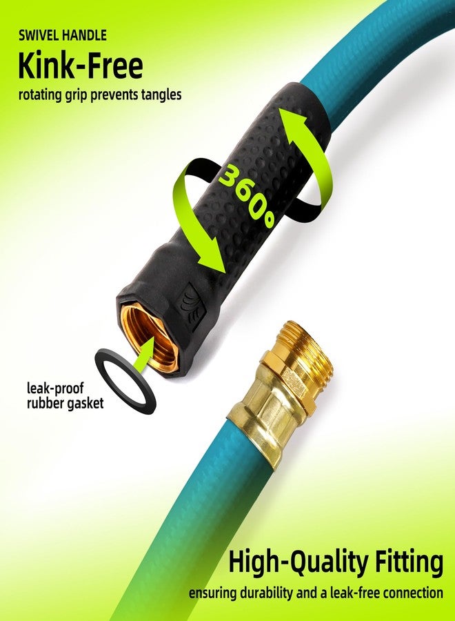 Worth Leader Short Garden Hose 3/4 in. x 10 ft. -Heavy Duty,Durable,Lightweight,Male to Female Fittings -No Kink Leakproof PVC Flexible Water Pipe -Brass Aluminum Ends for Household & Commercial-Green - Image 2