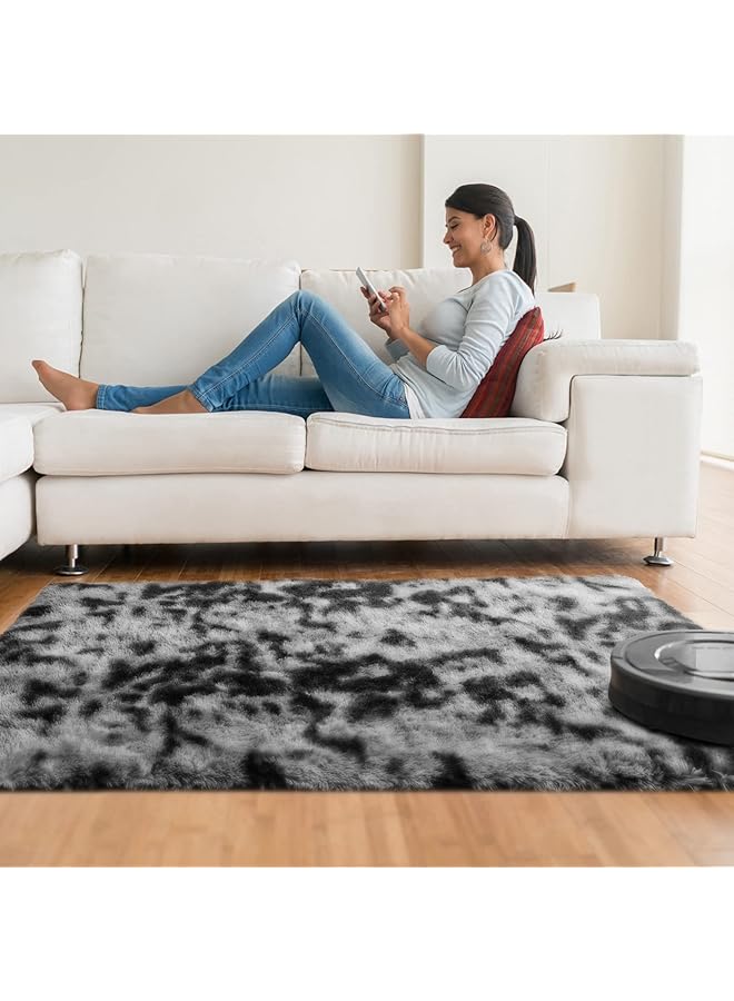 إيروريكس سجاد ناعم منفوش لغرفة النوم وغرفة المعيشة، سجادة من القطيفة غير قابلة للتساقط، سجادة لغرفة الأطفال وغرفة اللعب والسكن الداخلي، سجادة حديثة منفوش لغرفة الأطفال والبنات وديكور المنزل باللون الرمادي 120 × 200 سم - Image 5