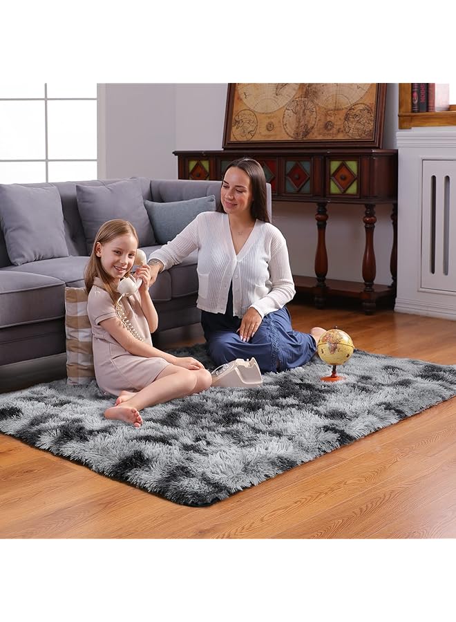 إيروريكس سجاد ناعم منفوش لغرفة النوم وغرفة المعيشة، سجادة من القطيفة غير قابلة للتساقط، سجادة لغرفة الأطفال وغرفة اللعب والسكن الداخلي، سجادة حديثة منفوش لغرفة الأطفال والبنات وديكور المنزل باللون الرمادي 120 × 200 سم - Image 3