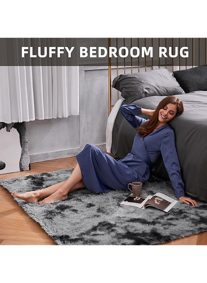 إيروريكس سجاد ناعم منفوش لغرفة النوم وغرفة المعيشة، سجادة من القطيفة غير قابلة للتساقط، سجادة لغرفة الأطفال وغرفة اللعب والسكن الداخلي، سجادة حديثة منفوش لغرفة الأطفال والبنات وديكور المنزل باللون الرمادي 120 × 200 سم - Image 4