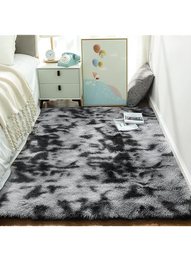 إيروريكس سجاد ناعم منفوش لغرفة النوم وغرفة المعيشة، سجادة من القطيفة غير قابلة للتساقط، سجادة لغرفة الأطفال وغرفة اللعب والسكن الداخلي، سجادة حديثة منفوش لغرفة الأطفال والبنات وديكور المنزل باللون الرمادي 120 × 200 سم - Image 1