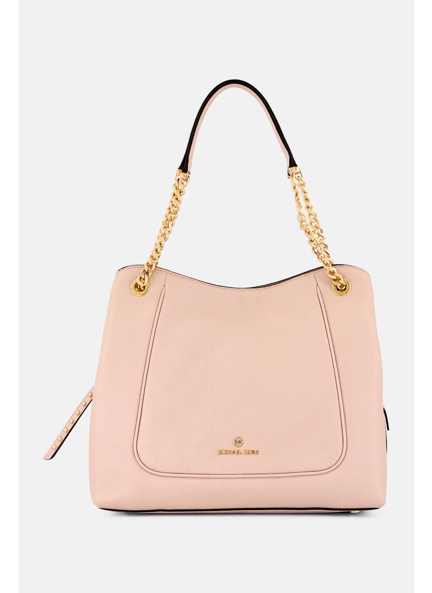 Michael Kors Women Brand Logo Leather Shoulder Bag 27 H x 34 L x 12 W cm, Light Pink  - Image 1