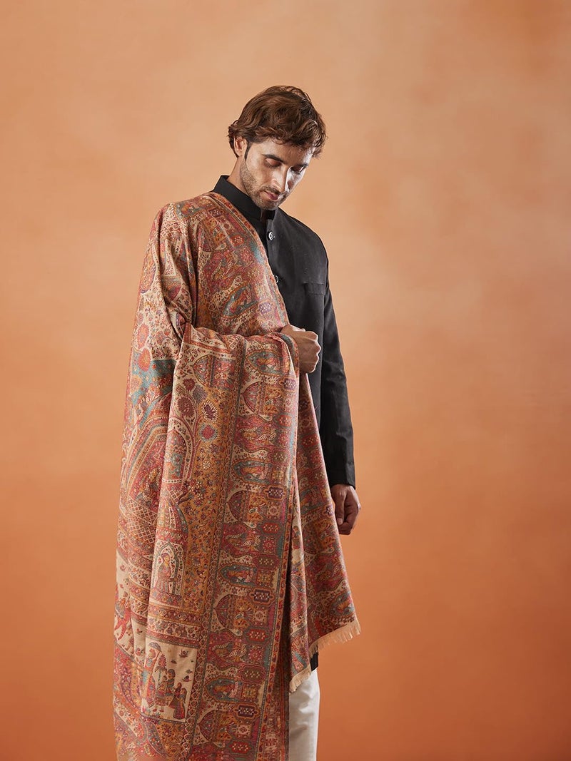 Pashmoda شال كaani شاهي مهفيل للرجال من باشمودا (الحجم: 101x203 سم) - Image 2