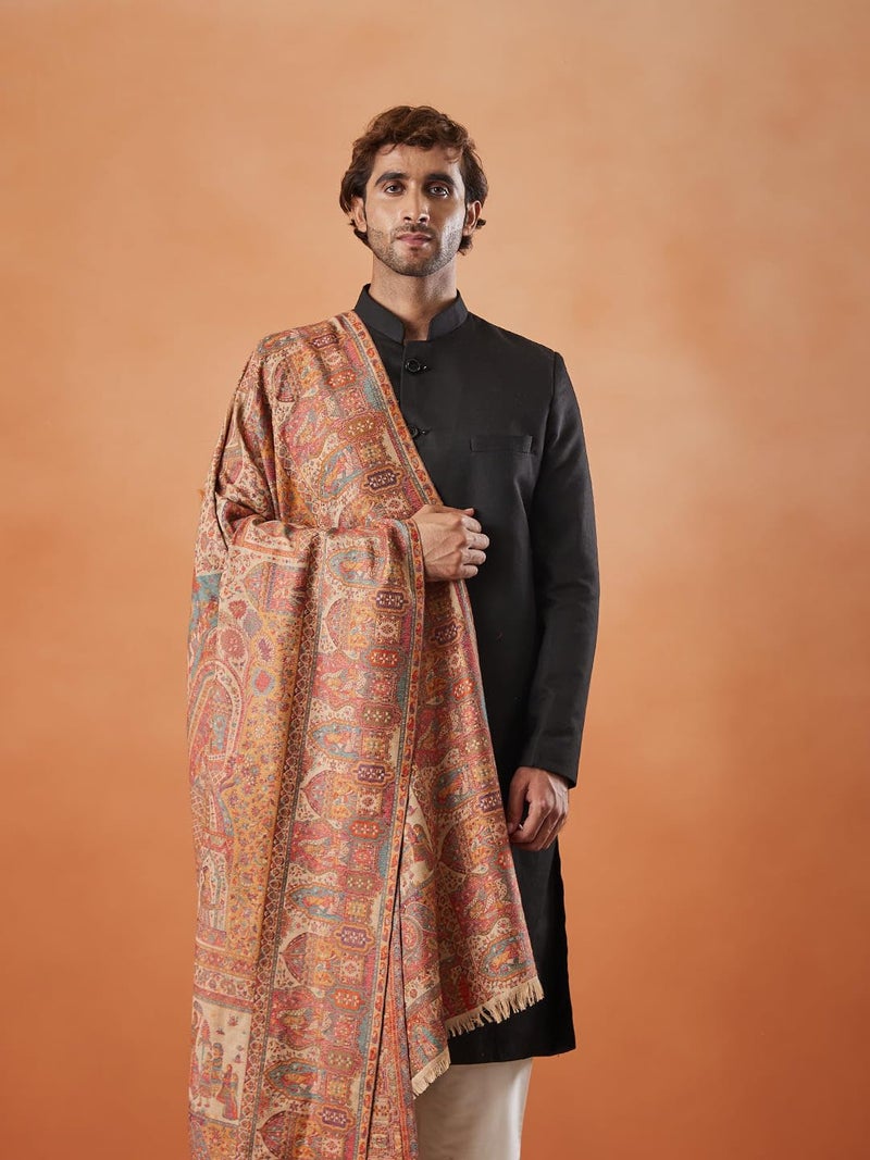 Pashmoda شال كaani شاهي مهفيل للرجال من باشمودا (الحجم: 101x203 سم) - Image 4