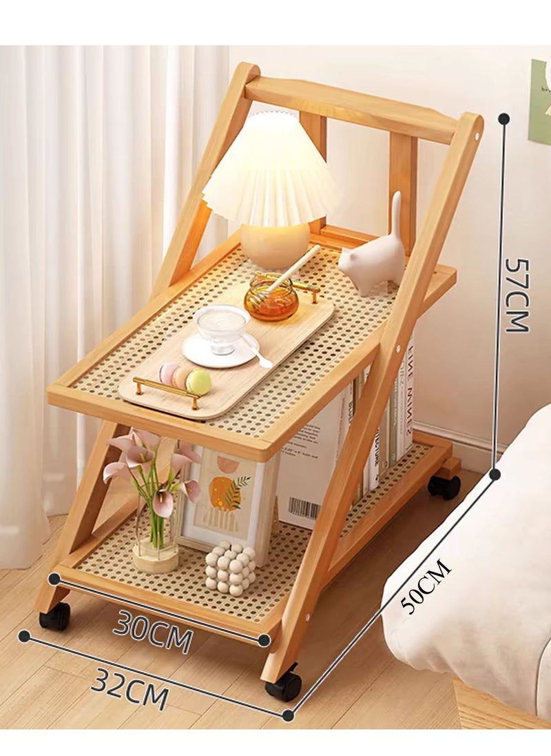 Generic Bamboo Coffee Table Sofa & End Table with Wheels Wooden Frame, Multifunctional Storage Side Table for Dining Room, Flower Shop, Balcony,50x32x57cm  - Image 2