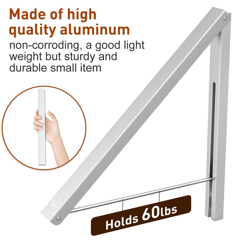 Anjuer Wall Mounted Drying Rack Clothes Hanger Folding Wall Coat Racks Aluminum Home Storage Organiser Space Savers - Image 4