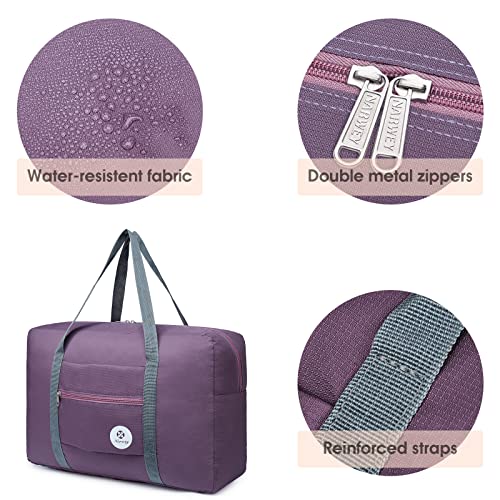 Narwey For Spirit Airlines Foldable Travel Duffel Bag Tote Carry on Luggage Sport Duffle Weekender Overnight for Women and Girls (1112 Purple) - Image 5