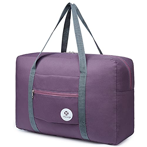 Narwey For Spirit Airlines Foldable Travel Duffel Bag Tote Carry on Luggage Sport Duffle Weekender Overnight for Women and Girls (1112 Purple) - Image 1