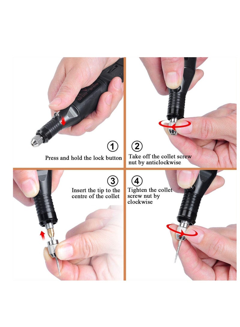 Captaintech Multi-Functional Electric Engraving Tool Kit with 52 Accessories and 16 Stencils for Wood Metal Glass and More 70 Pieces in Black - Image 5
