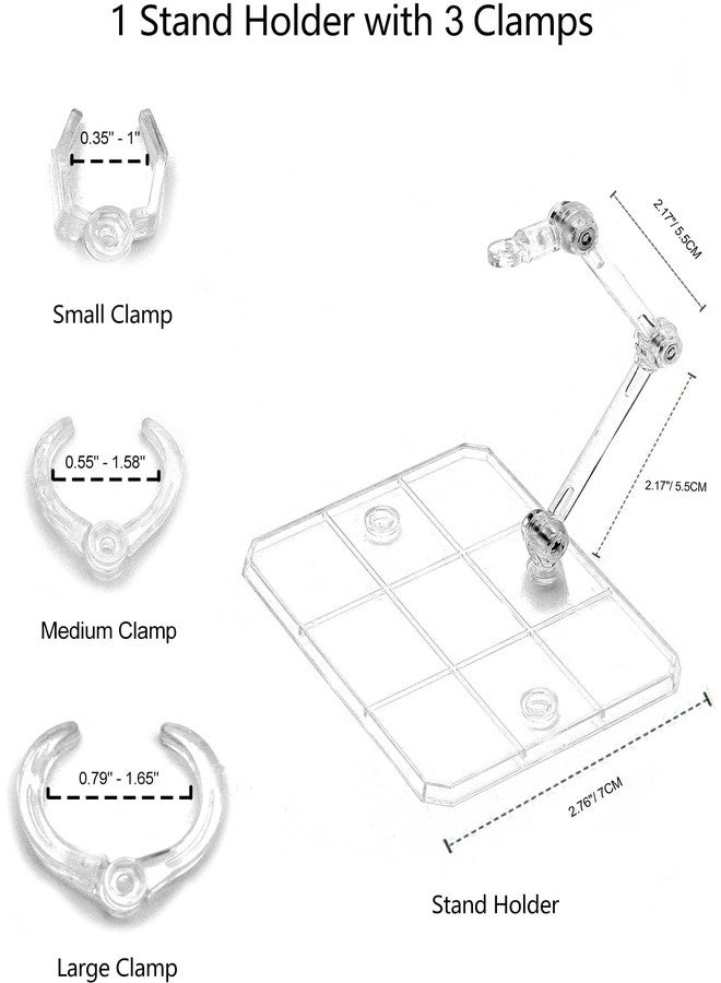 Yocoolfun 3 Pack Action Figure Stand for 3.75" and 6" Figures - Each Doll Model Support Stand includes 3 Clamps Sizes,Action Figure Display Holder Base Display Your Action Figures in Style - Image 2