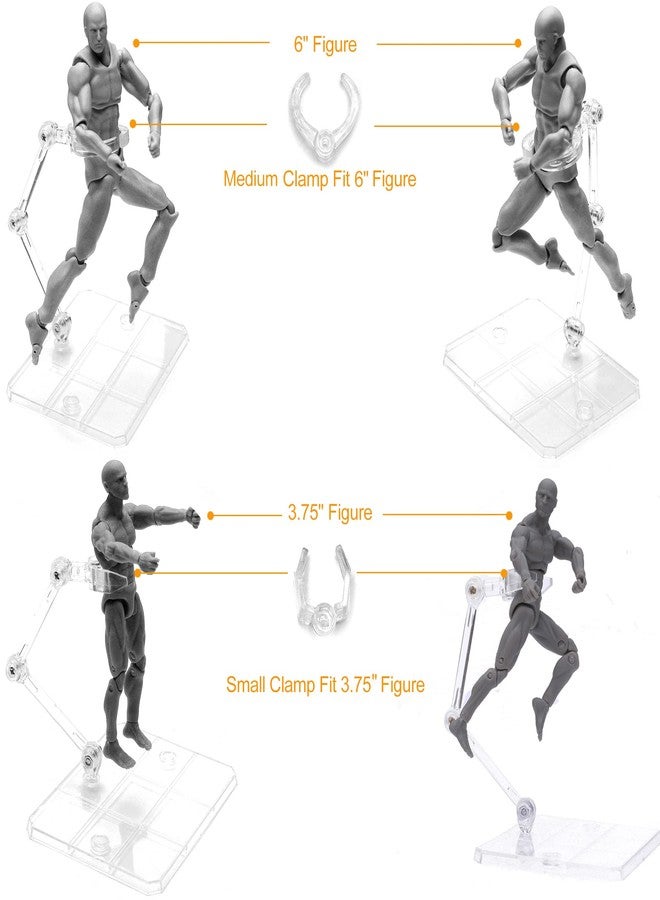 Yocoolfun 3 Pack Action Figure Stand for 3.75" and 6" Figures - Each Doll Model Support Stand includes 3 Clamps Sizes,Action Figure Display Holder Base Display Your Action Figures in Style - Image 3
