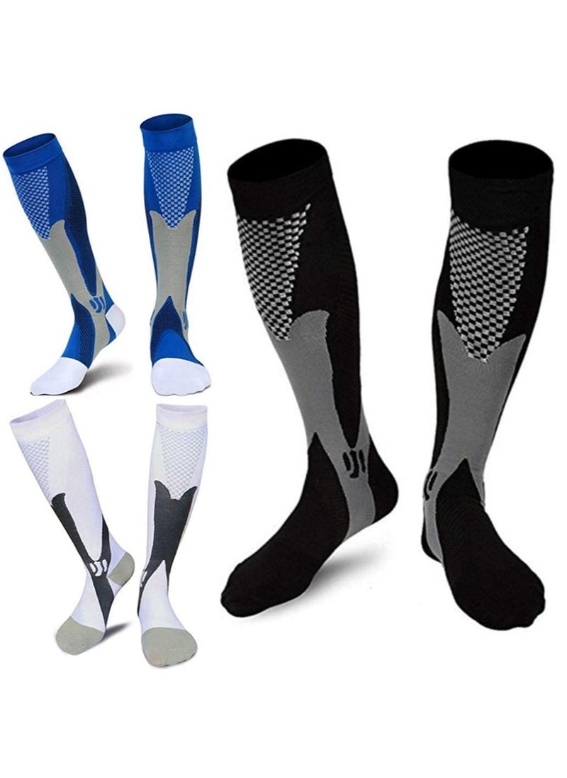SYOSI Compression Socks (3 Pairs) for Men Circulation 20-30 mmHg Medical Compression Stockings Women Nursing(L-XL)  - Image 1