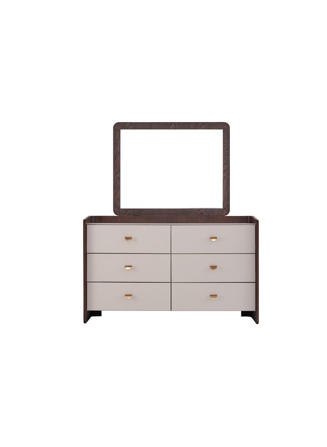 DANUBE HOME Alhamra Dresser With Mirror & Stool | Durable Vanity Table | Dressing Makeup Desk With Storage | Modern Design Bedroom Furniture L100xW80xH1.7cm-D.Brown/White/Green - Image 2