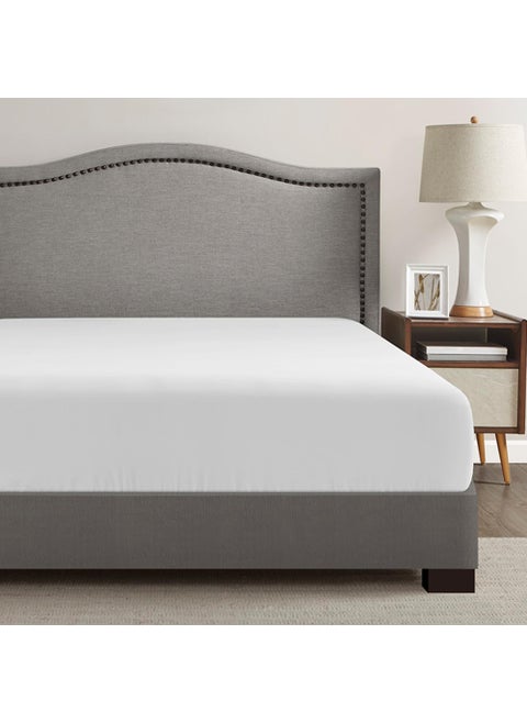 Comfort Spaces Coolmax Moisture Wicking Fitted Sheet ONLY Super Soft  Fade Resistant  All Elastic Deep Pocket Fits Up to 16"" Mattress - Warm Weather Cooling Sheets for Night Sweats  Queen  White