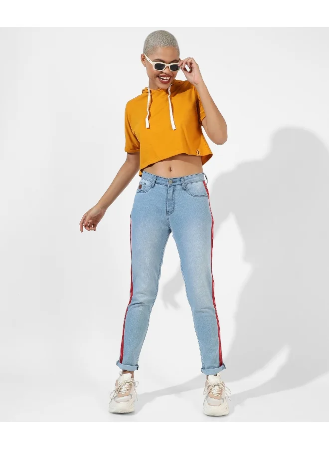 Campus Sutra Women's Solid Mustard Yellow Regular Fit Top