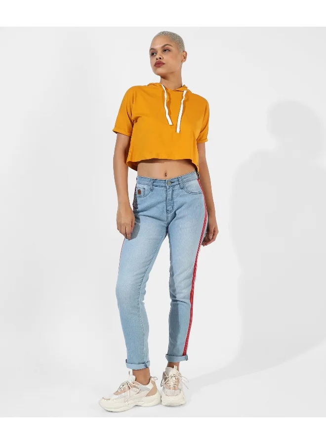 Campus Sutra Women's Solid Mustard Yellow Regular Fit Top