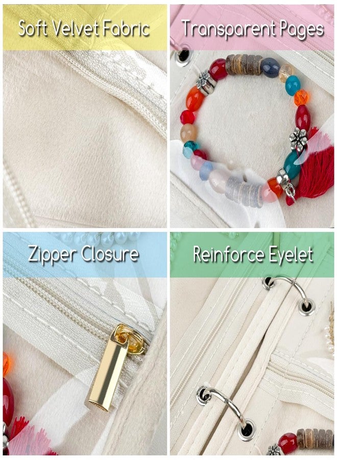 LingLingo Travel Jewelry Organizer Case,Small Jewelry Bags Jewelry Storage Book Ring Binder with Clear Zipper Velvet Pouch for Traveling - Image 5