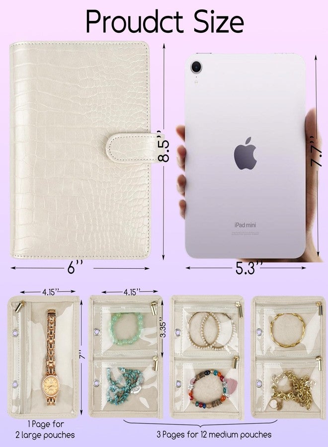 LingLingo Travel Jewelry Organizer Case,Small Jewelry Bags Jewelry Storage Book Ring Binder with Clear Zipper Velvet Pouch for Traveling - Image 2